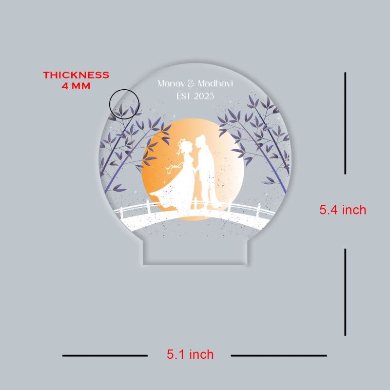 Personalized Moon Led Night Lamp Customized with Name & Year Couple Nightlight with Warm White Light Wedding Anniversary Gift for Couple, Wife, Husband Birthday Gift